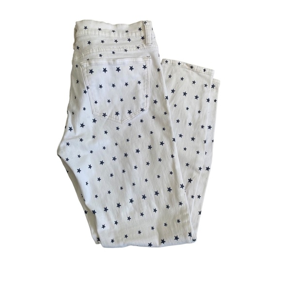 J crew toothpick cream pants with navy stars denim jeans 29” stars patriotic - Picture 7 of 11